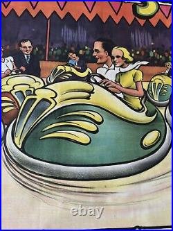 Rare Antique Super Dodgem Poster 1920's / 1930's