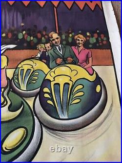 Rare Antique Super Dodgem Poster 1920's / 1930's