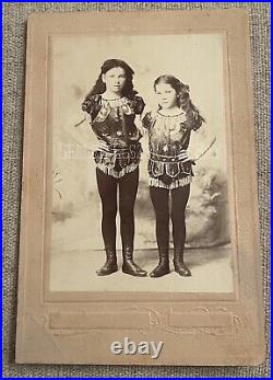 Rare Antique Victorian Child Girl Acrobat Cabinet Photo Circus Performers