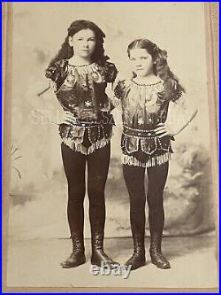 Rare Antique Victorian Child Girl Acrobat Cabinet Photo Circus Performers