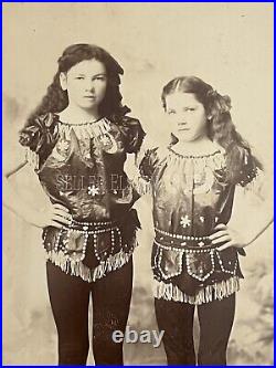 Rare Antique Victorian Child Girl Acrobat Cabinet Photo Circus Performers