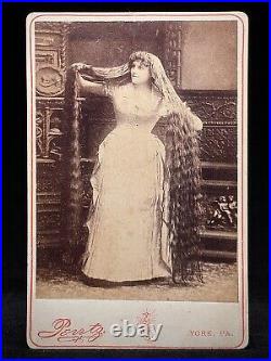 Rare Cabinet Card Circus Sideshow Performer Long Haired Beauty By Pentz