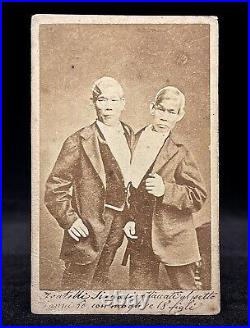 Rare Circus CDV Chang & Eng Bunker Siamese Twins With Period Inscription