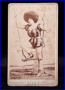 Rare Circus CDV Egyptian Princess Circassian Woman On Swing By Eisenmann