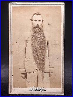 Rare & Early Circus CDV Long Bearded Performer Adam Kerpen Chicago Backmark