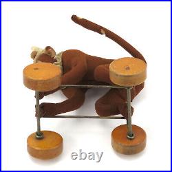 Rare Early STEIFF Felt Circus Monkey on Wheels Pull Toy c. 1913