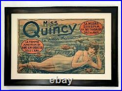 Rare Original 1910s Sideshow Poster Miss Quincy circus carnival antique vintage