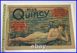 Rare Original 1910s Sideshow Poster Miss Quincy circus carnival antique vintage