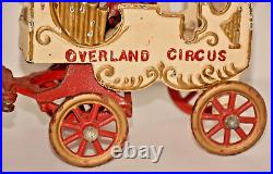 Rare Original Antique Kenton Cast Iron Overland Circus Horse Drawn Organ Wagon