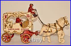 Rare Original Antique Kenton Cast Iron Overland Circus Horse Drawn Organ Wagon