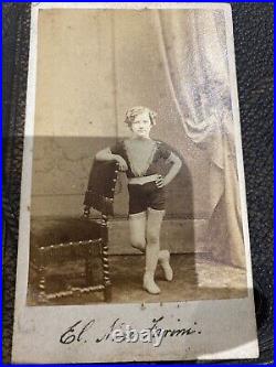 Rare antique CDV Photograph Circus Acrobat El Niño Farini by Naudin London c1866