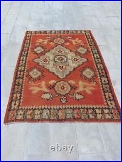 Recional Super Rare Antique Oushak Carpet Floral and Geometric Decor Rug