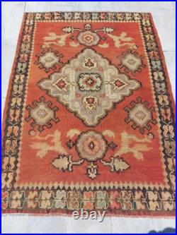 Recional Super Rare Antique Oushak Carpet Floral and Geometric Decor Rug