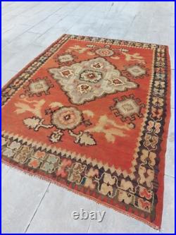 Recional Super Rare Antique Oushak Carpet Floral and Geometric Decor Rug