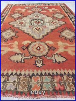 Recional Super Rare Antique Oushak Carpet Floral and Geometric Decor Rug