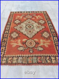 Recional Super Rare Antique Oushak Carpet Floral and Geometric Decor Rug