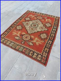 Recional Super Rare Antique Oushak Carpet Floral and Geometric Decor Rug