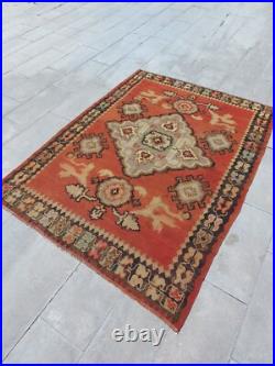 Recional Super Rare Antique Oushak Carpet Floral and Geometric Decor Rug