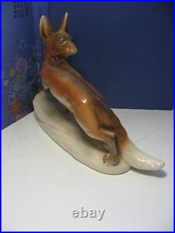 Red Fox GDR East German porcelain figurine Vintage Katzhutte Hertwig 9923c