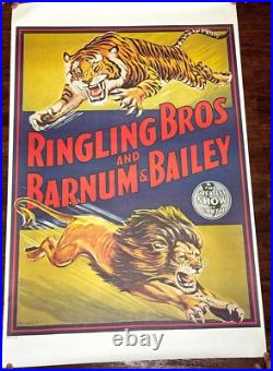 Ringling Brothers And Barnum & Bailey Antique Circus Poster 23.5x36 RARE