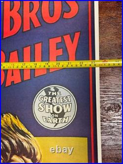 Ringling Brothers And Barnum & Bailey Antique Circus Poster 23.5x36 RARE