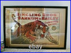Ringling Brothers And Barnum Bailey Circus Tiger Poster, Antique Authentic