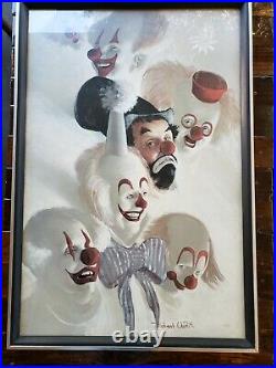 Robert Owen Sign Clowns Abound The 7 Faces of a ClownArt Print Framed In Glass