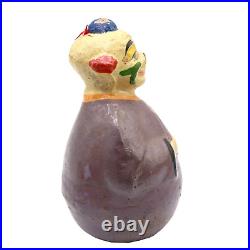 Roly Poly Antique Large Clown Wood Paper Mache Circus Toy Purple Pennywise
