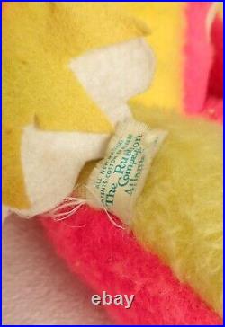 Rushton Rubber Vinyl Elf Face Clown Doll Carnival Circus Pink Hair Yellow Plush