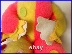 Rushton Rubber Vinyl Elf Face Clown Doll Carnival Circus Pink Hair Yellow Plush