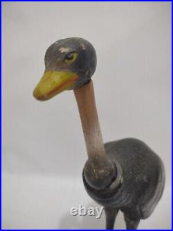 SCHOENHUT Circus Ostrich Bird Painted Eyes Antique Toy Wood Jointed