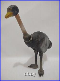 SCHOENHUT Circus Ostrich Bird Painted Eyes Antique Toy Wood Jointed