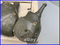 SCHOENHUT Early 1900s Antique Humpty Dumpty Circus Dark Gray Wooden Elephant