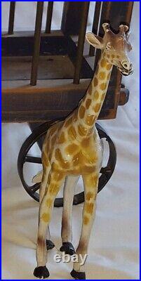 SET Antique Royal Circus Cage Wagon 14in + Vintage Steiff Giraffe + 2 Giraffes