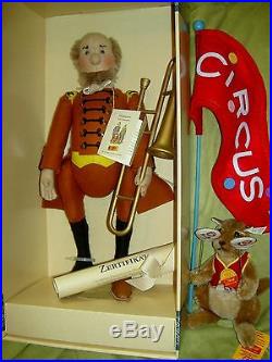 STEIFF Musician withTrombone 1911 replica L'td. Ed. MIB doll withCOA button-in-ear