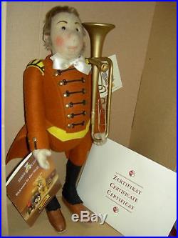 STEIFF Musician withTrombone 1911 replica L'td. Ed. MIB doll withCOA button-in-ear