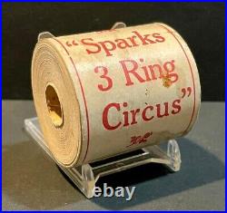 Scarce Antique 1900's 1910's Sparks 3 Ring Circus Poster Corner Decal Roll