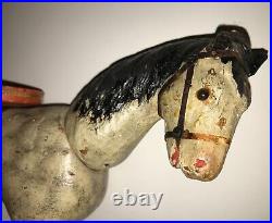 Schoenhut Circus white Horse, glass eyes, antique 1910, Humpy Dumpty