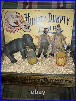 Schoenhut Humpty Dumpty Circus in HD Lumps Candy tin Amazing Antique