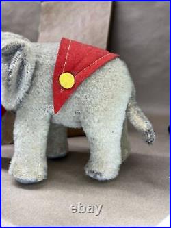 Schuco Mohair Circus Elephant Antique Vintage Plush Toy Stuffed Rare 6 1/2