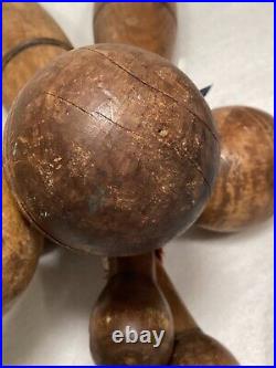 Set of 4, Vintage, Antique, Wooden Weights, 2 Juggling/Indian Clubs & 2 Dumbells
