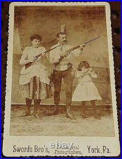 Sharpshooter Family Antique Cabinet Photo Swords Bros York PA Circus Sideshow