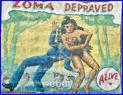 Sideshow banner original And antique! Snap Wyatt! Circa 1940s! Zoma Depraved