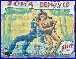 Sideshow banner original And antique! Snap Wyatt! Circa 1940s! Zoma Depraved