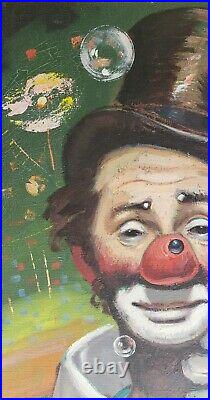 Signed Rufino CEBAL Ceballos Vintage Clown Painting Emmett Kelly E. K Paris