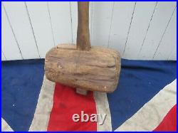 Strongmans Rustic Heavy Antique Vintage Wooden Hammer Mallet Circus Man Prop