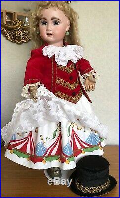Stunning circus ringmaster jacket dress and hat for antique doll