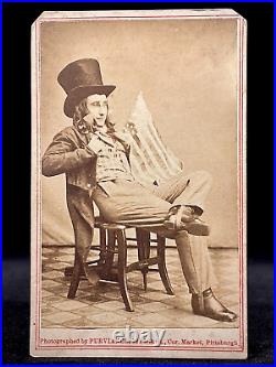 Super Rare CDV Circus Owner Dan Rice In His Uncle Sam Outfit & Holding A Flag