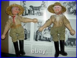 TWO (2) ANTIQUE SCHOENHUT Humpty Dumpty Circus, large, jointed wood CLOWN toys