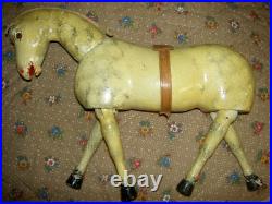 TWO (2) ANTIQUE SCHOENHUT Humpty Dumpty Circus, large, jointed wood CLOWN toys